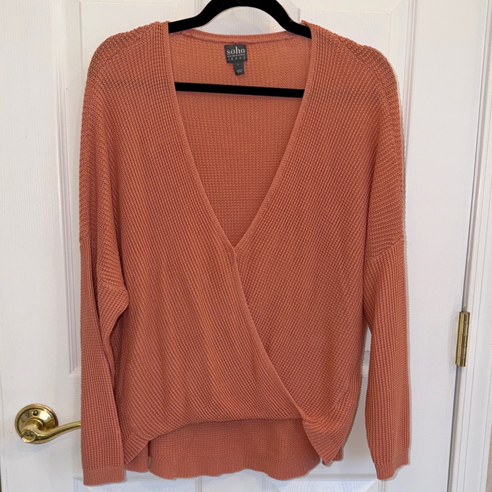 Soho Apparel Women's V-Neck Sweater in Terracotta